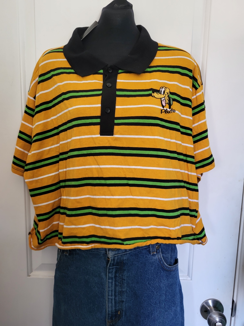 Disney Pluto Yellow Striped Polo crop top